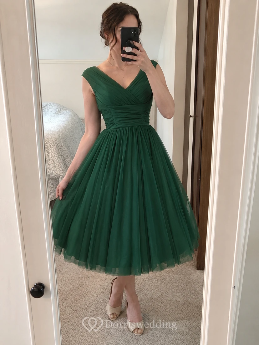 Charming V Neck Empire Chiffon Ball Gown With Bow view 10