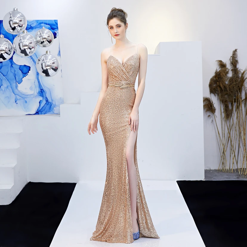 Märchenhaftes, verträumtes Promi-Party-, sexy, langes, schlankes Abendkleid mit Meerjungfrauenschnitt view 32