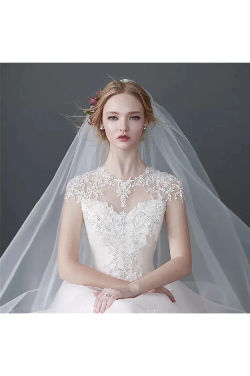 Simple Double Layer Ivory Bridal Veil view 2