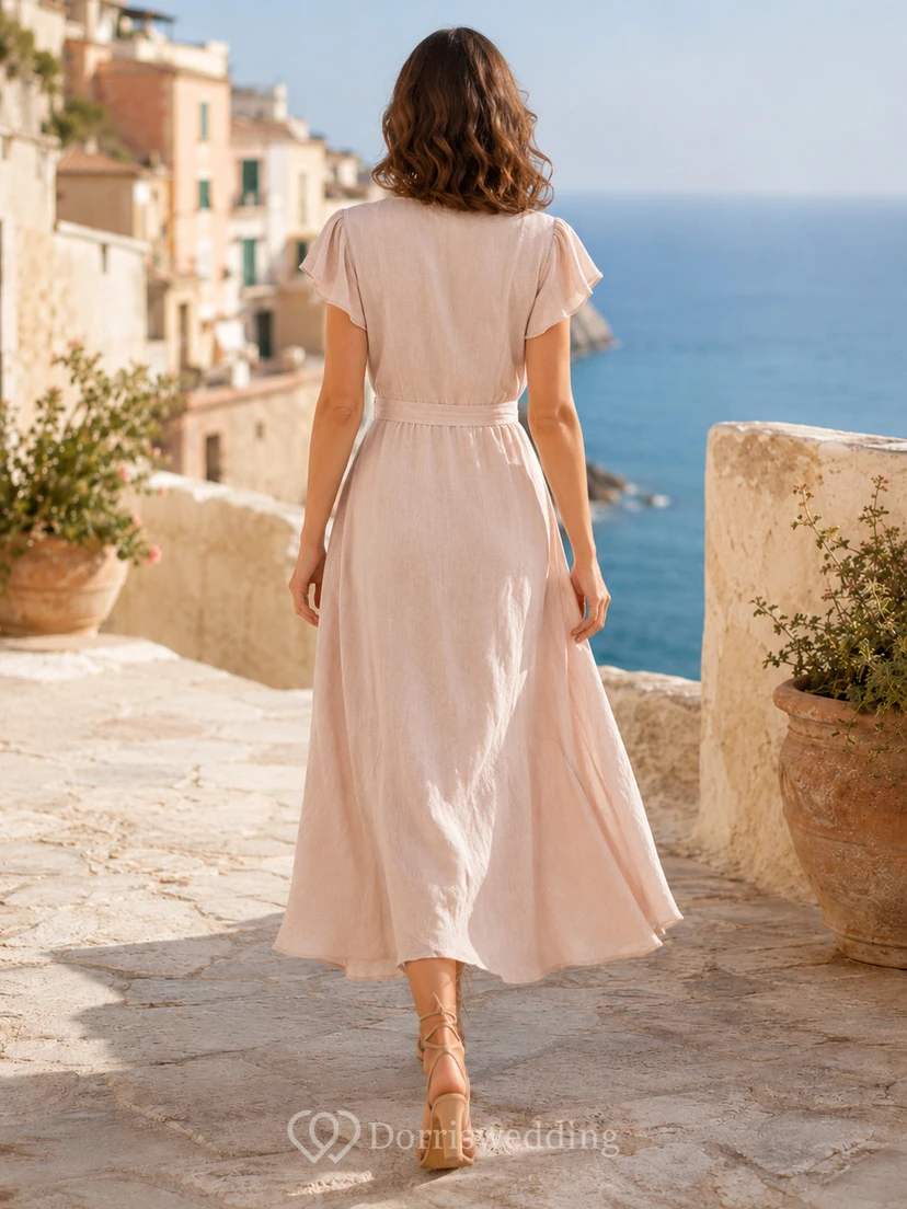 Summer Blushing Wrap Lightweight Coastal Village Guest Dress view 2