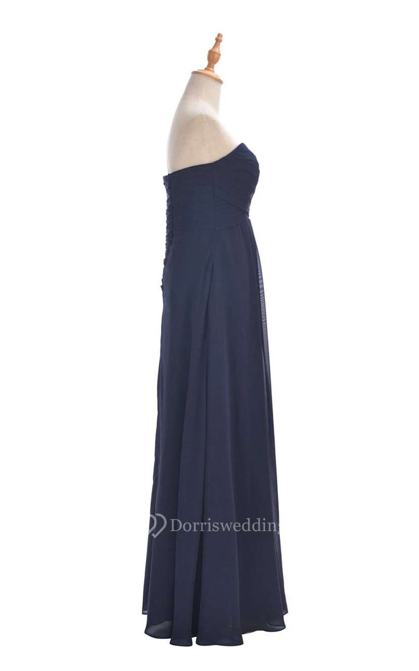 Sweetheart Criss-cross Chiffon A-line Dress With Lace-up Back view 11