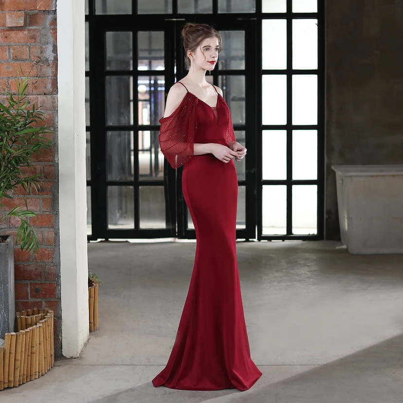 Toast Dress Bride Long Sling Thank You Banquet Slim Fishtail Skirt Wedding Car Model Exhibition Dress view 20