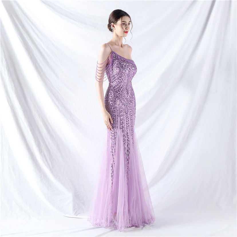 Robe de soirée haut de gamme ornée de perles de positionnement, de fleurs et de broderies en tulle. view 74