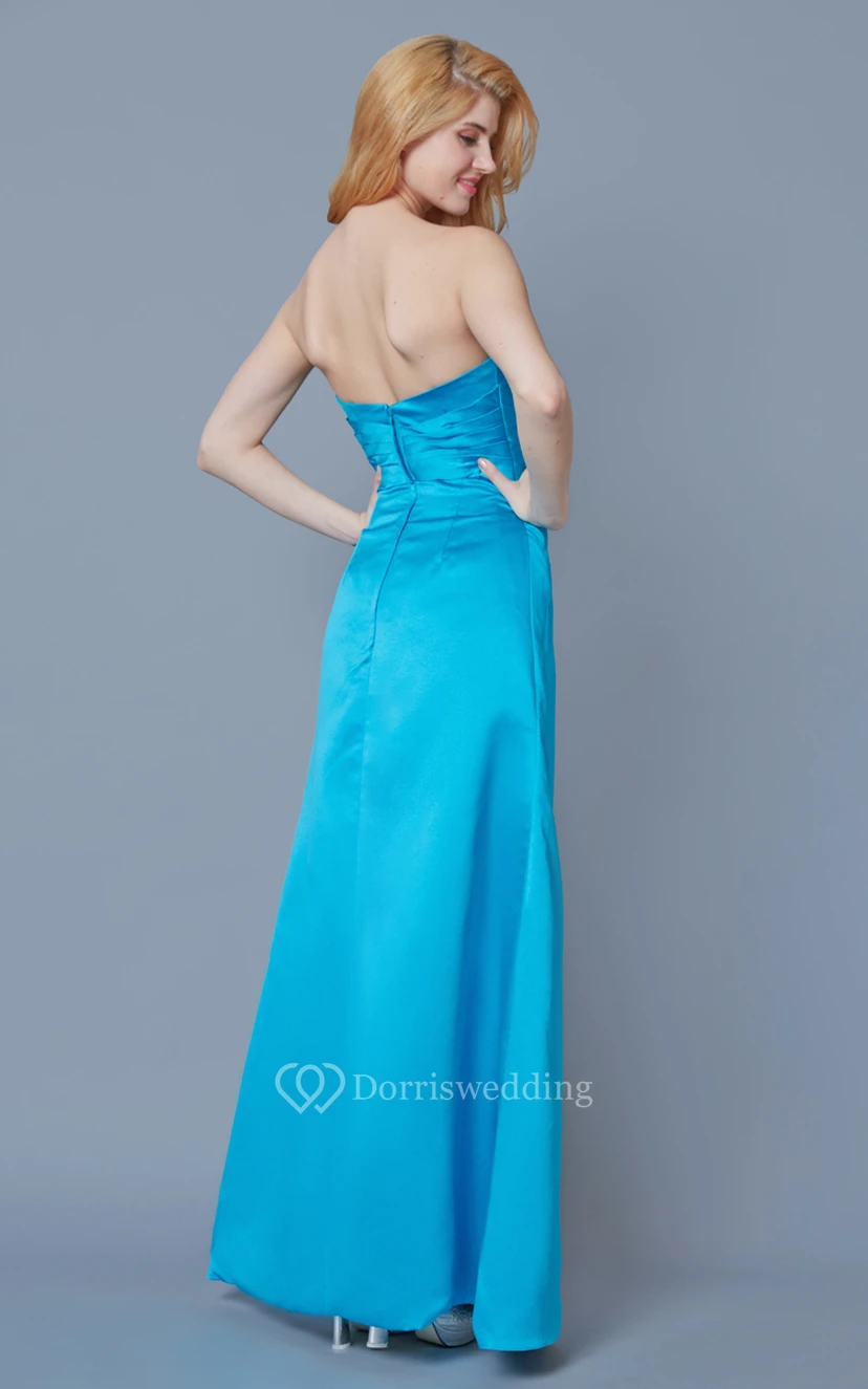 Sweetheart A-line Long Satin Dress With Bow view 3