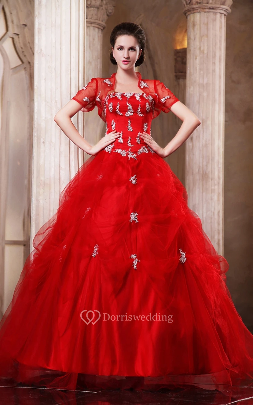 Vestido de gala extravagante de corte A con abalorios y bolero desmontable