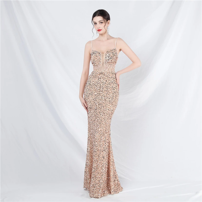 Vestido de noche pesado, estilo palacio, chaleco con diseño de espina de pescado, cintura con bordado de diamantes, flores, hombros descubiertos y tirantes. Vestido de alta gama. view 25