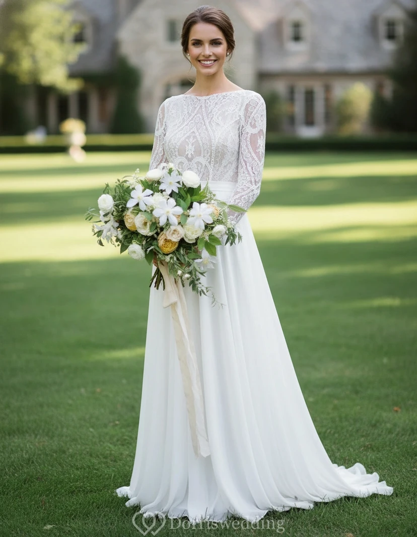 Ethereal Flowy Long Sleeve Boho Gown