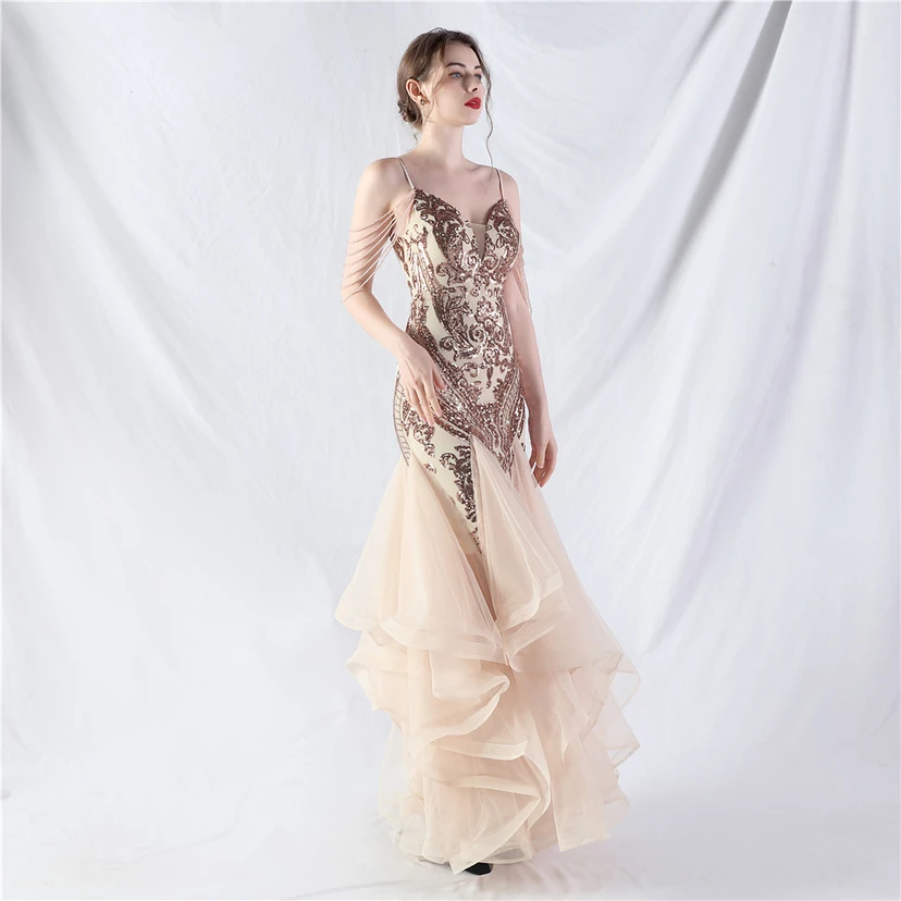 Handgefertigte Perlen, festes Netz, Positionierungsblumenperlen, Spleißnetz, heißes Tanz-Feier-Performance-Kleid view 3