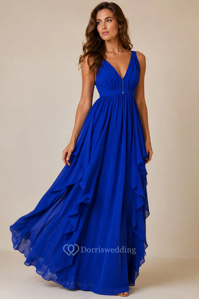 Sleeveless Chiffon Stylish Dress With Ruffles view 22