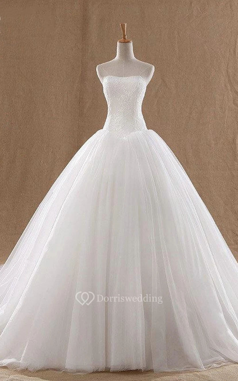 Ball Gown Sweetheart Sleeveless Tulle Lace Organza Dress view 5