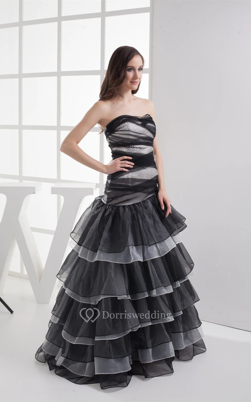 Two-Tone A-Line Stress and Gown With Tiers view 4