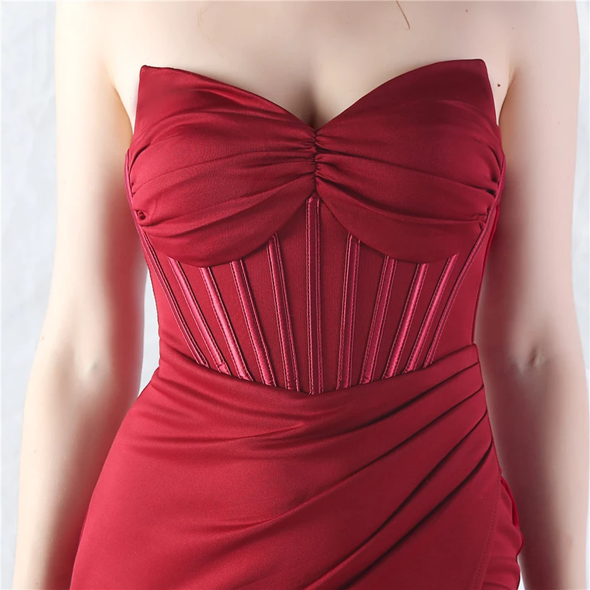 Vestido de noche de satén de alta gama con cola vertical pequeña y chaleco de espina de pescado de estilo palacio, de gran resistencia y cintura ajustada. view 26