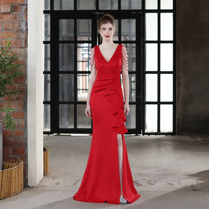 Toast Dress Bride Long Sling Thank-You Banquet Slim Fishtail Skirt Wedding Car Model Exhibition Dress view 41