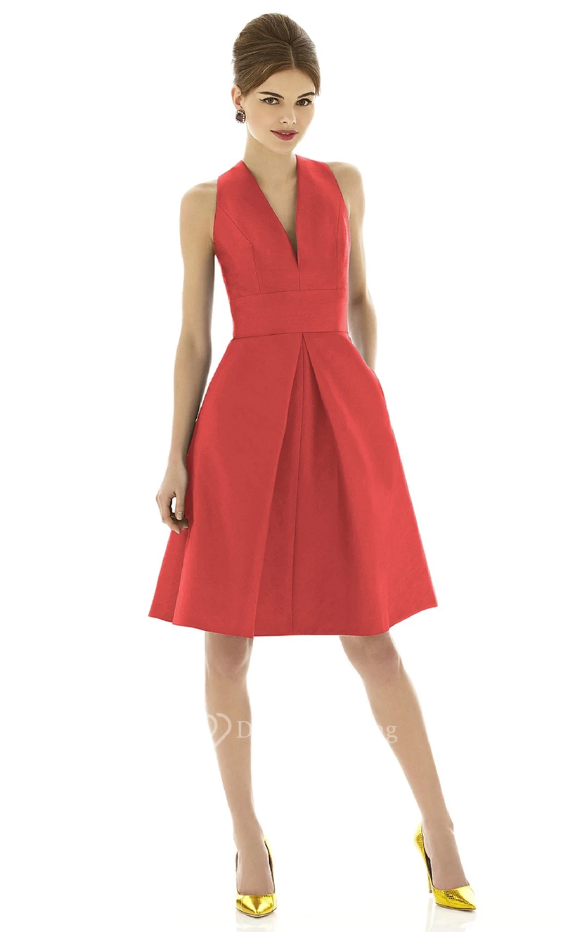 A-Line Sleeveless Dress With Notched Neckline view 5