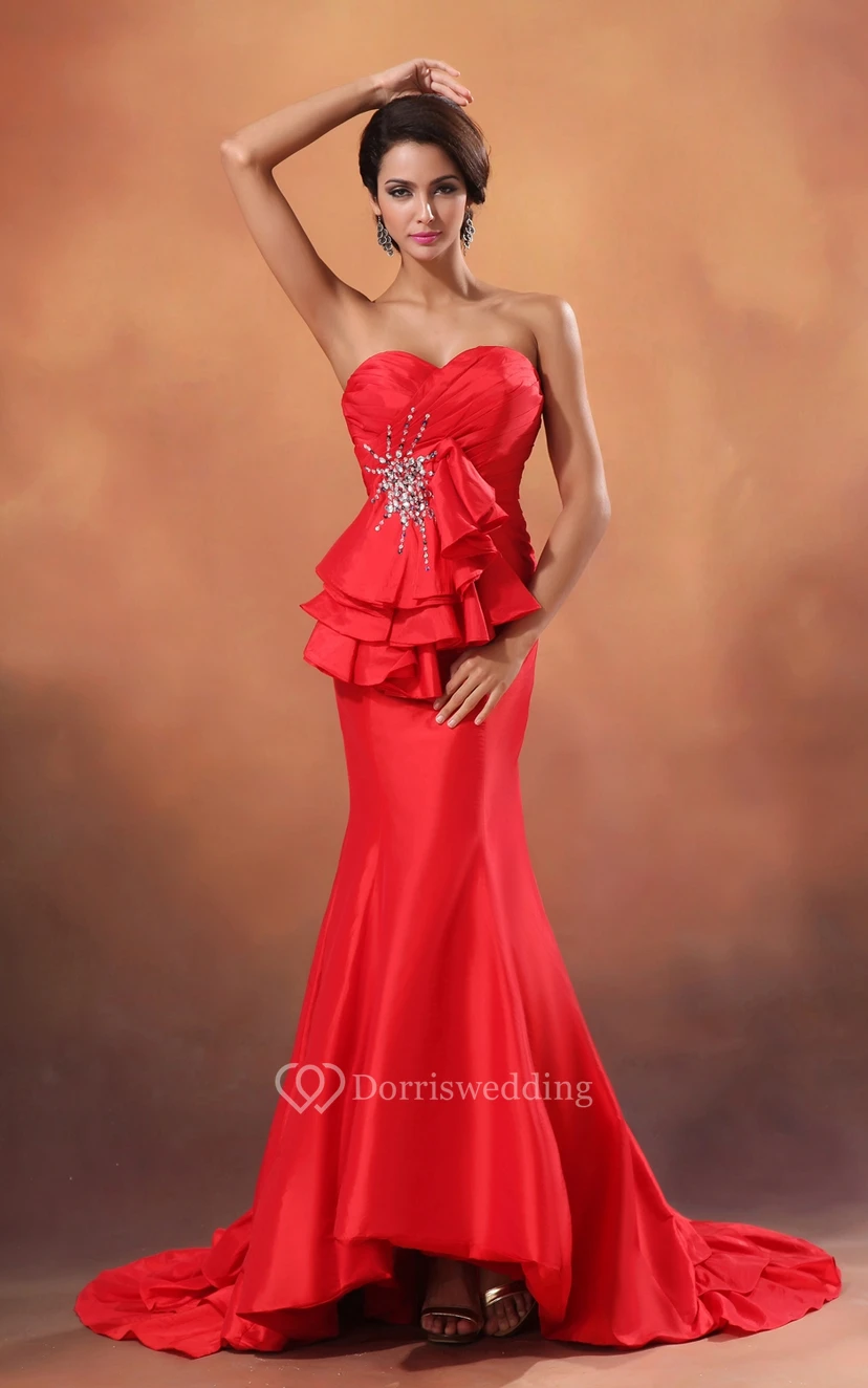 Sexy Sweetheart Taffeta Mermaid Gown With Sequins and Back Keyholes