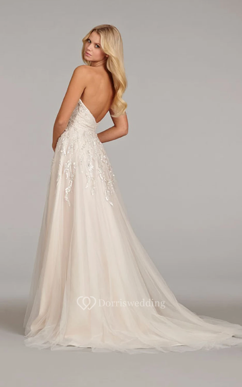 Exquisite Sweetheart Tulle Gown With Beaded Crystal Embellishment view 3