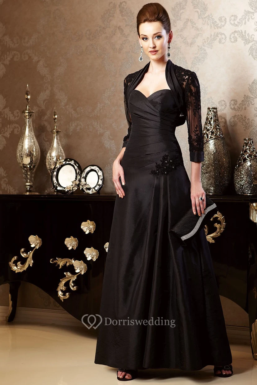 Sweetheart Long Mother Of The Bride Dress With 3-4 Sleeved Jacket Style And Beadings