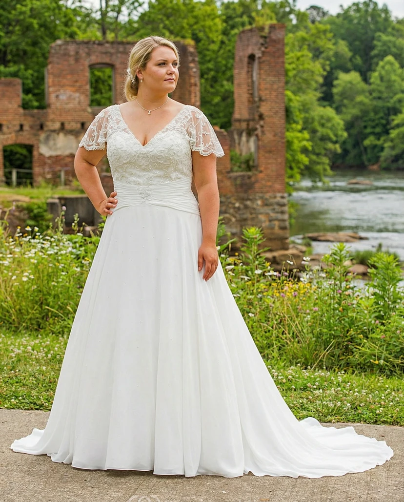 Iris Style Detailed Lace Wedding Gown