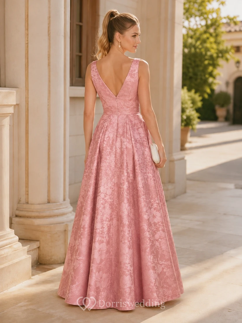Pearl Pink Spaghetti Strap Lace A Line Romantic Evening Dress view 2