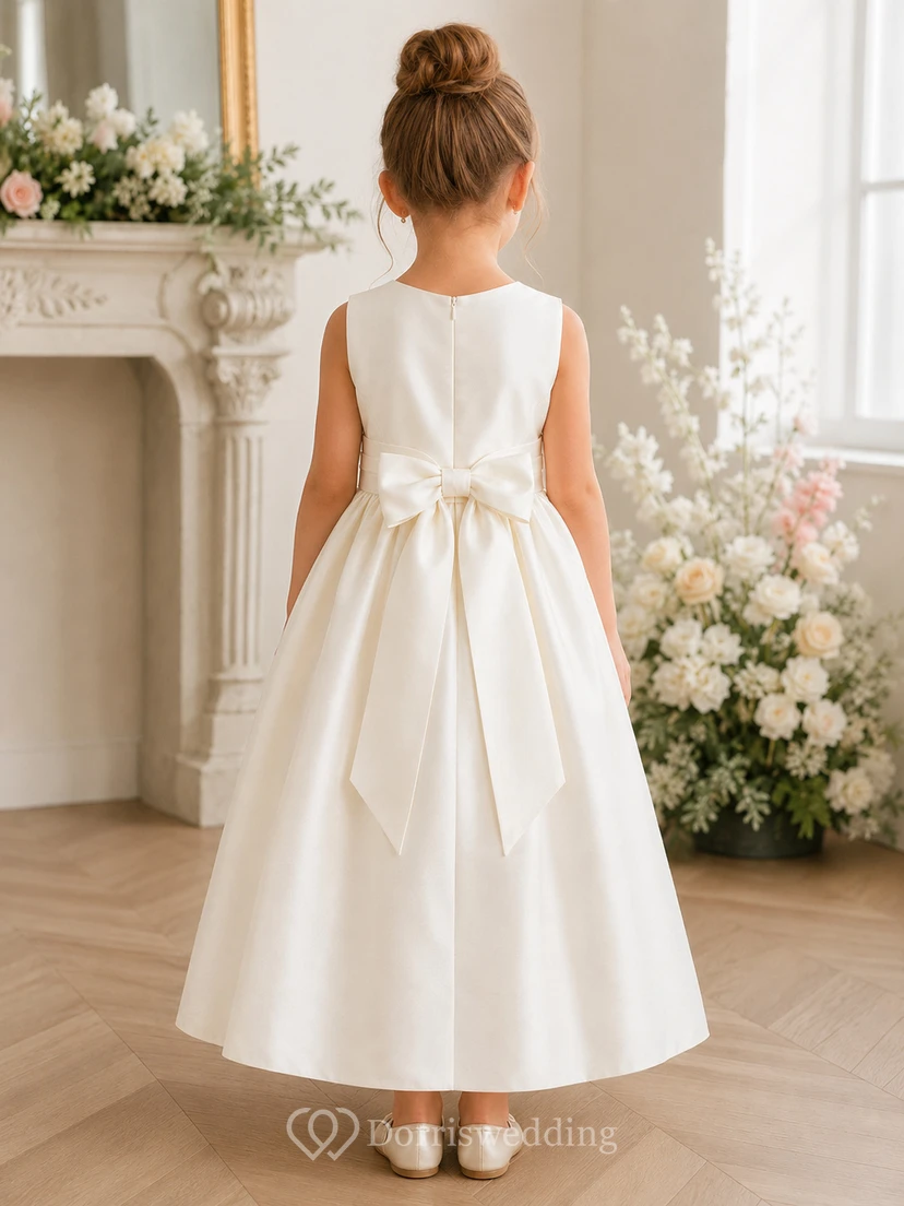 V-Neck Bowed Sleeveless Flower Girl Dress view 2