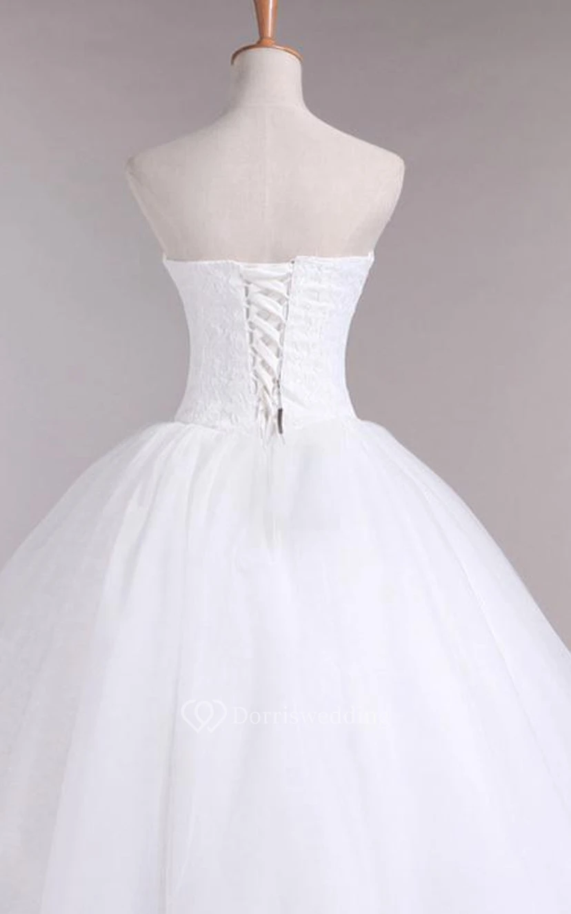 Ball Gown Sweetheart Sleeveless Tulle Lace Organza Dress view 3