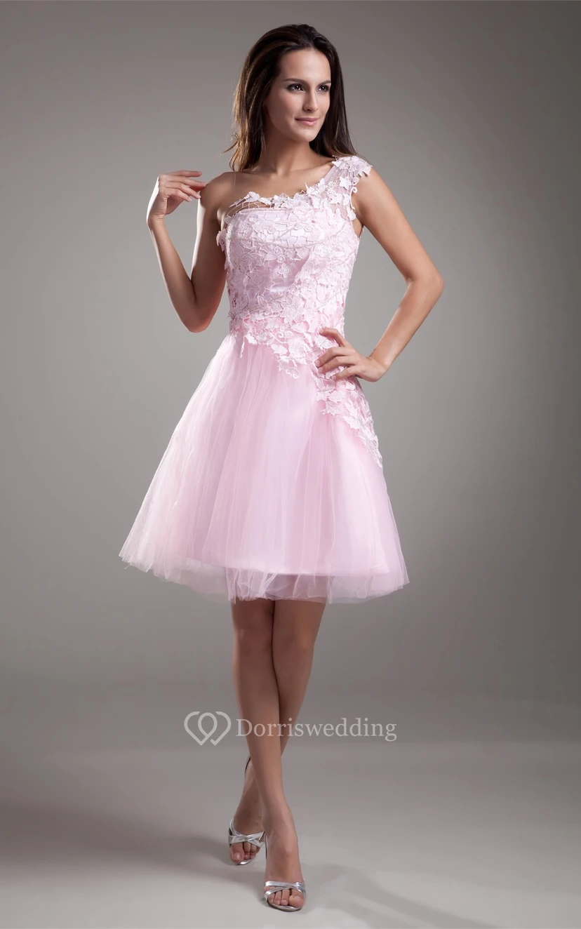 Edle, applizierte Mini-Kleider mit One-Shoulder-Ausschnitt, ärmellos und in A-Linie für besondere Anlässe