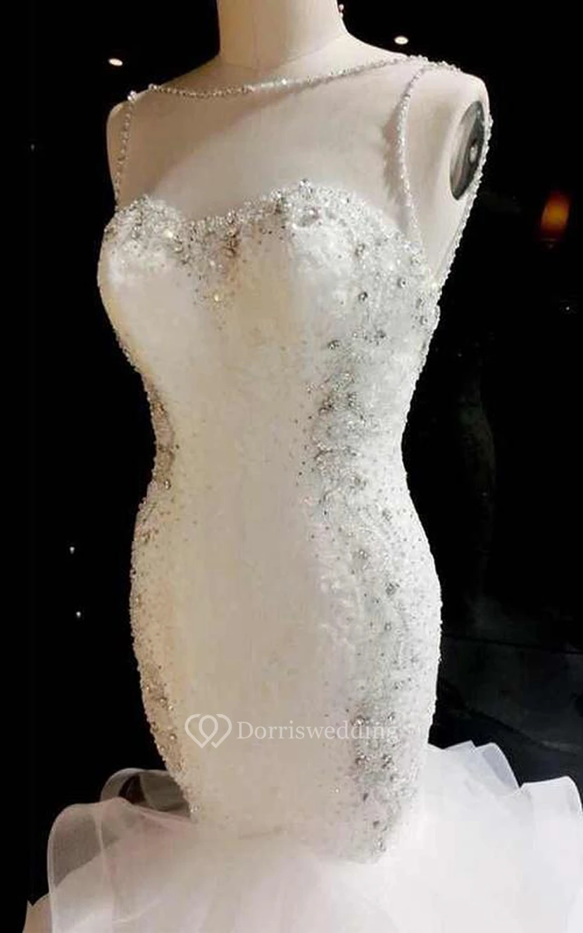 Mermaid Sweetheart Sleeveless Appliques Backless Dress view 2