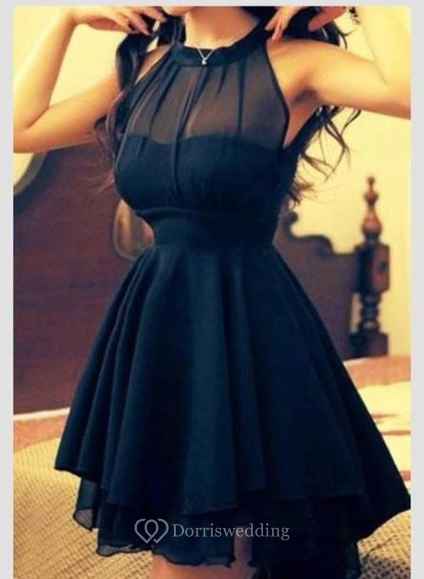 Robe élégante en mousseline à col montant pour les fêtes d'été