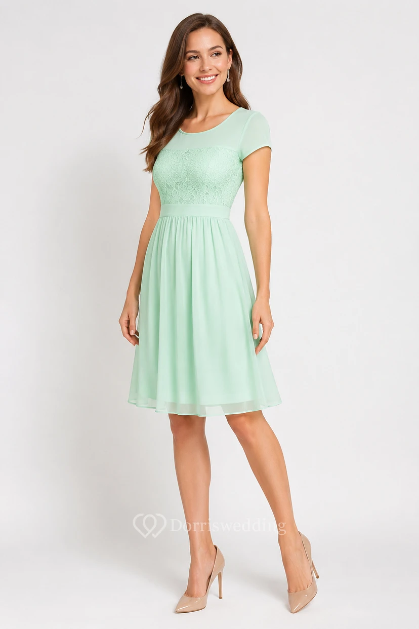 Kurzärmeliges, knielanges Kleid mit Spitzenverzierungen view 12