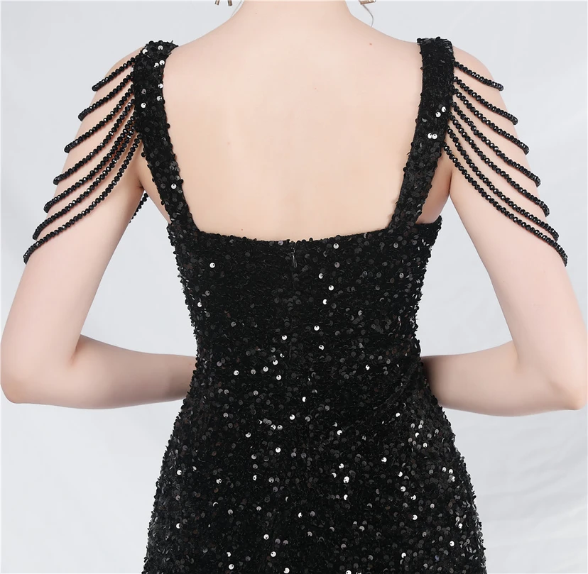 Craft Sequined Velvet Bottom Imitation Handmade Fantasy Sequin Evening Dress Daily Mini Dress view 77