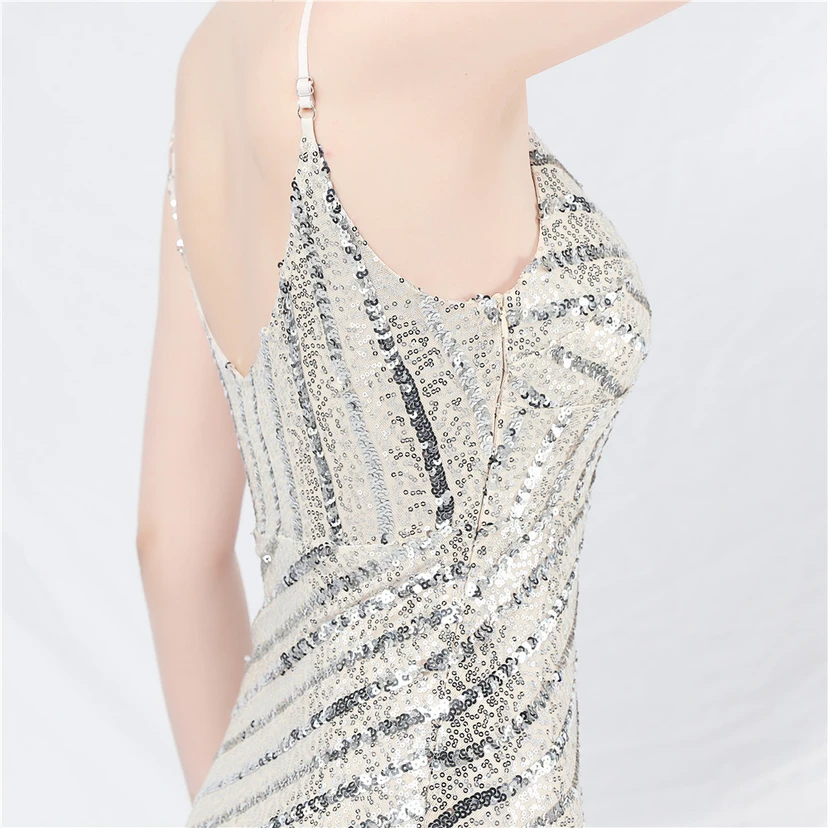 Fashionable Women'S Suspender Low-Cut Sequined Evening Dress view 70