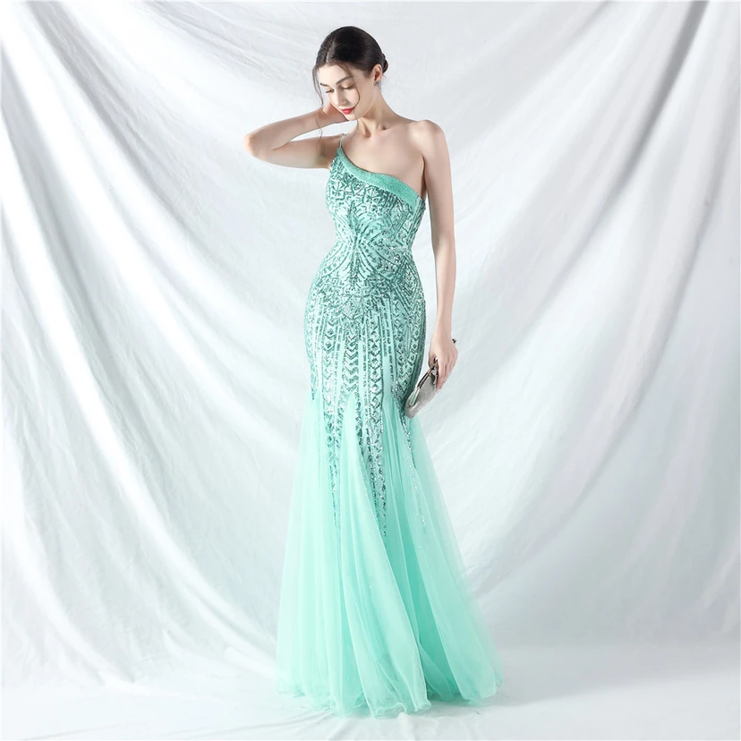Crafted Beaded Positioning Flower Beads Splicing Mesh Gauze High-End Evening Dress view 82