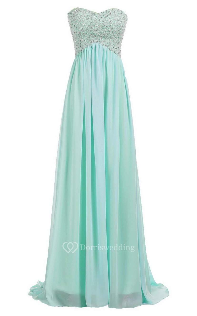 Sweetheart Empire Long Gown With Sequined Bodice view 14