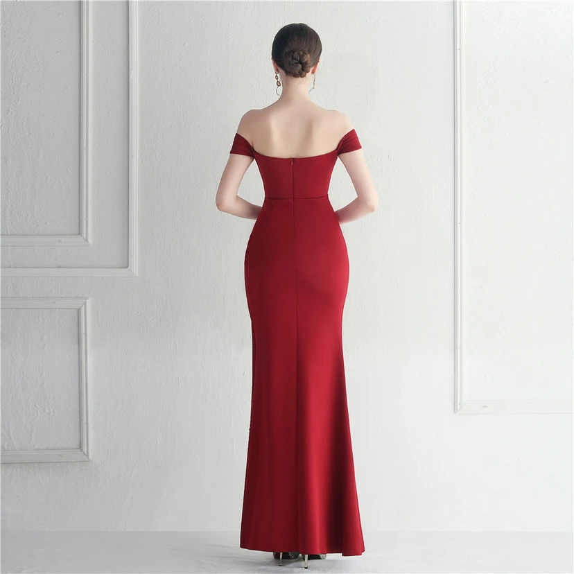 Cross-Border Supply schulterfreies, einseitig schulterfreies Kleid mit Schlitz für Nachtclub, Hochzeit oder Abendessen view 24