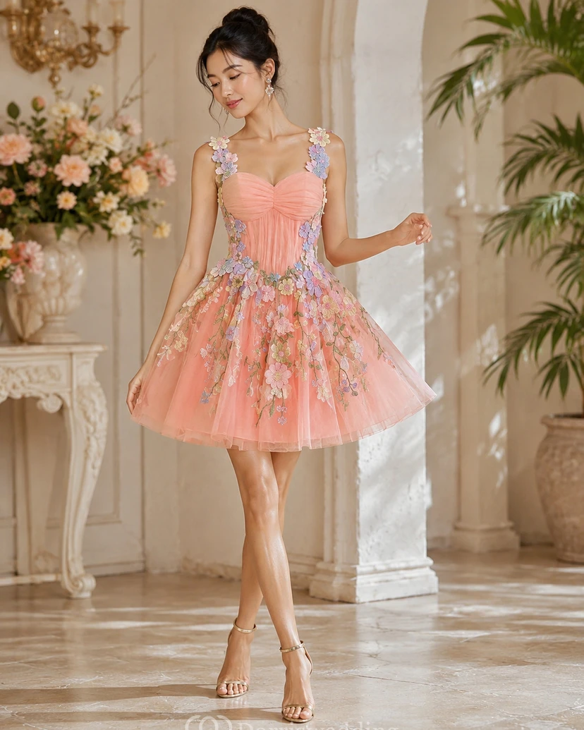 Vestido blanco sin tirantes con bordado floral view 8