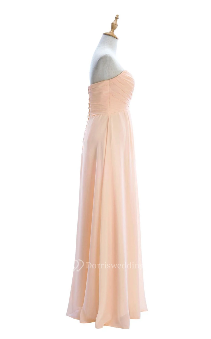 Sweetheart Criss-cross Chiffon A-line Dress With Lace-up Back view 22