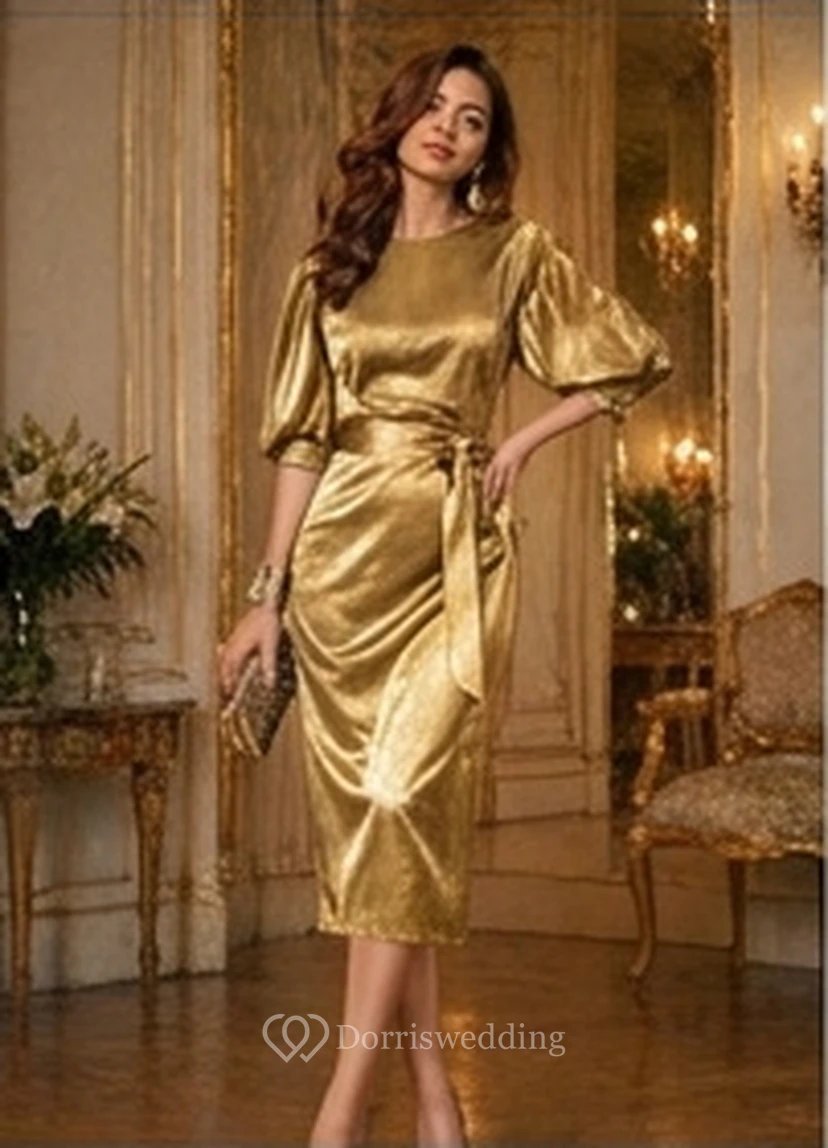 Navy Blue Formal Retro Knee-Length Pencil Wedding Guest Dress view 8