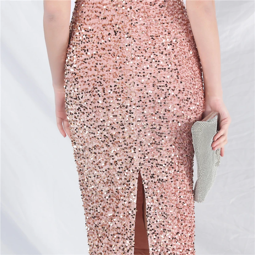 Samtbesetztes, handgefertigtes, schillerndes Paillettenkleid in Imitationsoptik – ein kurzes Alltagskleid view 43