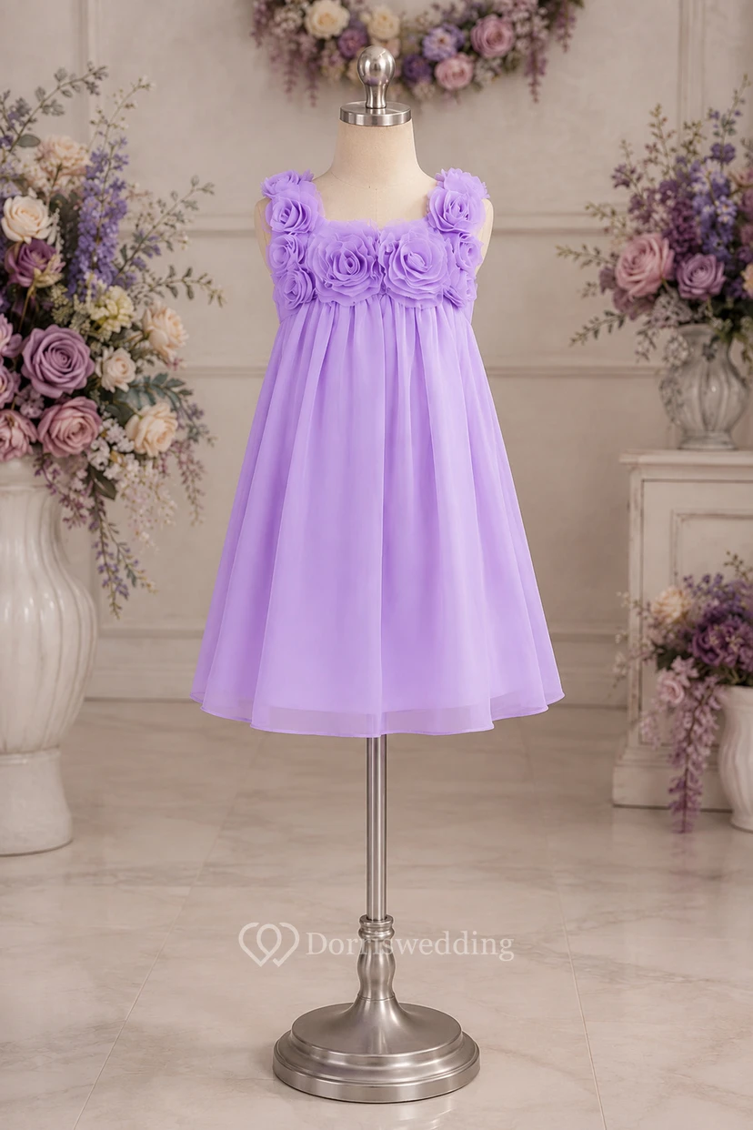 Knee-Length Sleeveless Chiffon Flower Girl Dress view 9