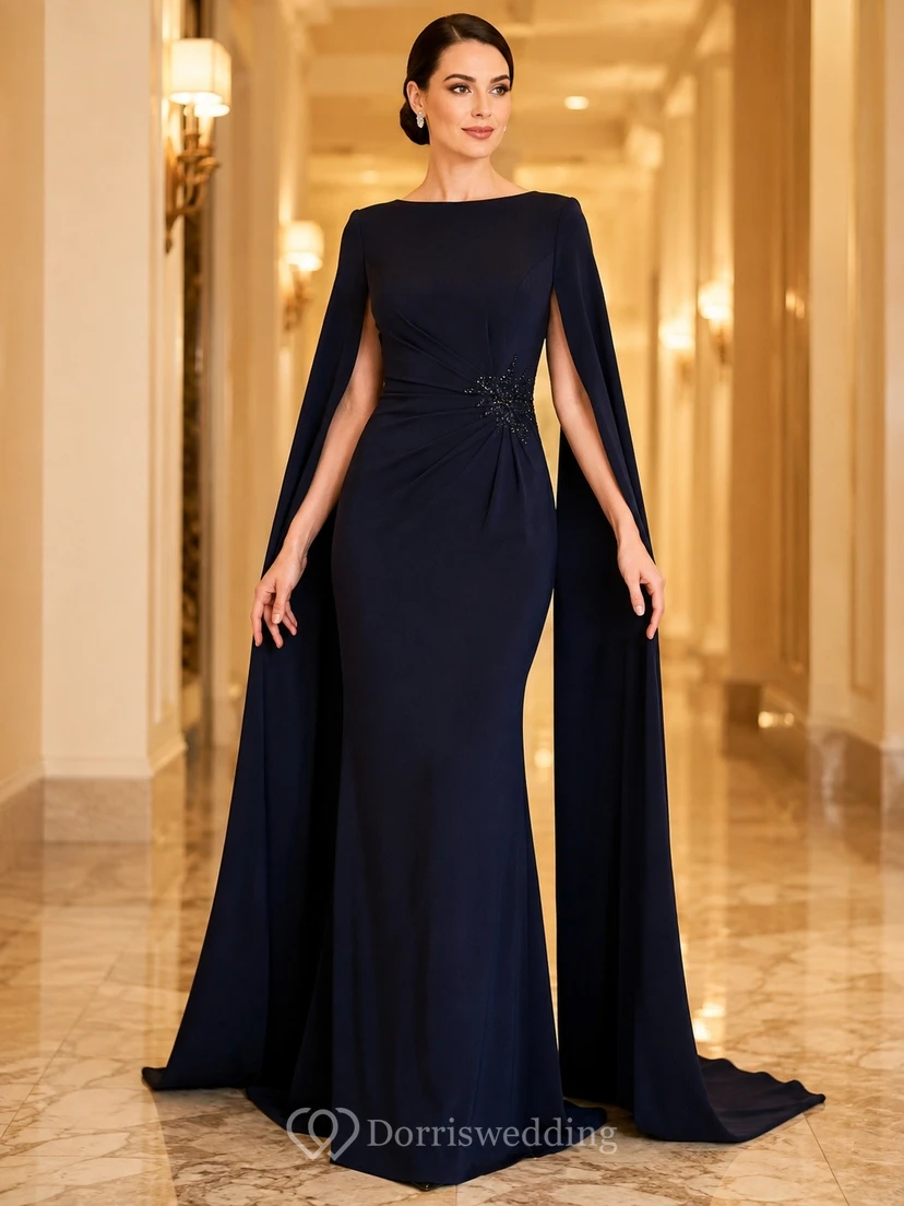 Elegant Square Neck Cape Sleeve Satin A-Line Wedding Gown Dress