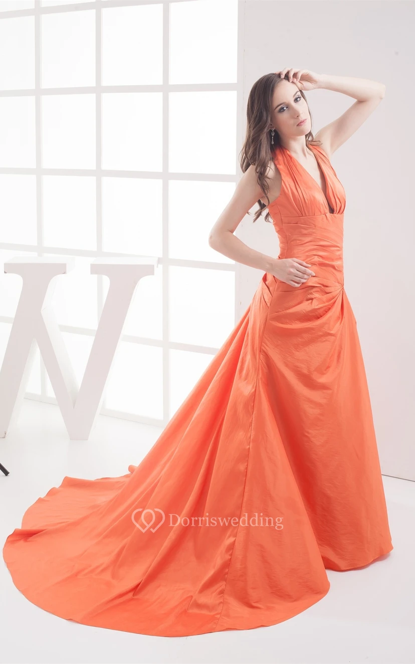 Plunged Maxi Halter and Dress With Central Ruching view 6