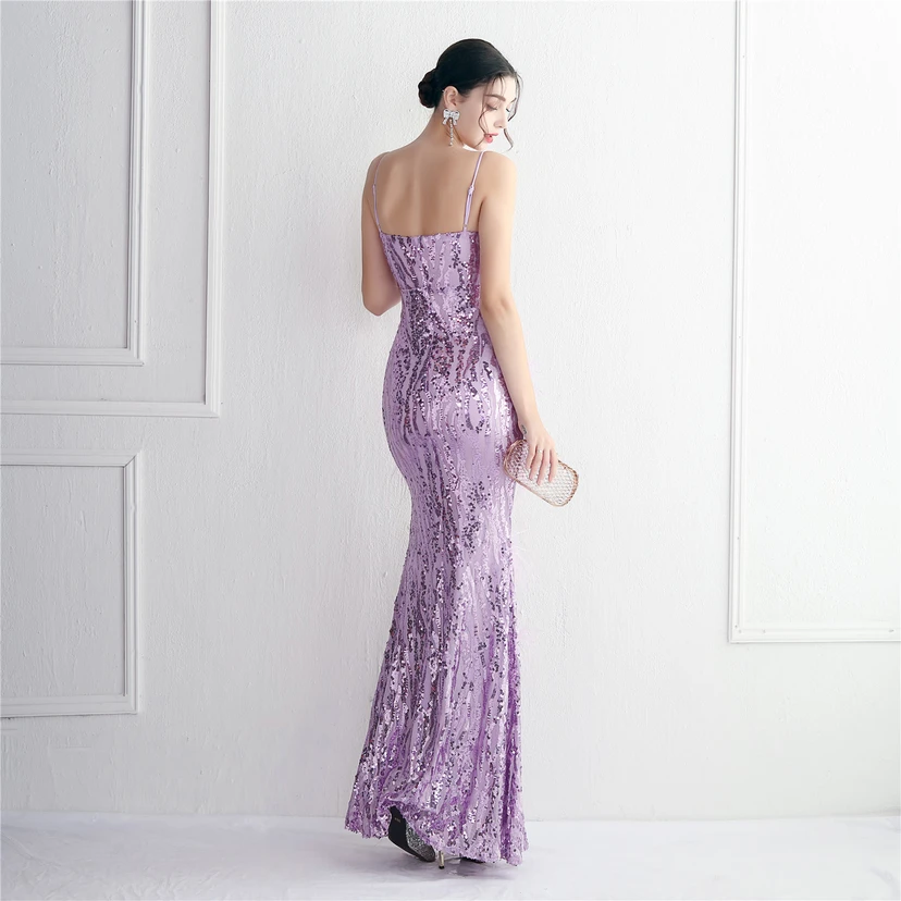 Positioning Flower Craft Beading Craft Imported Wool Dress Long Banquet Slim Evening Dress Elegant Temperament view 42