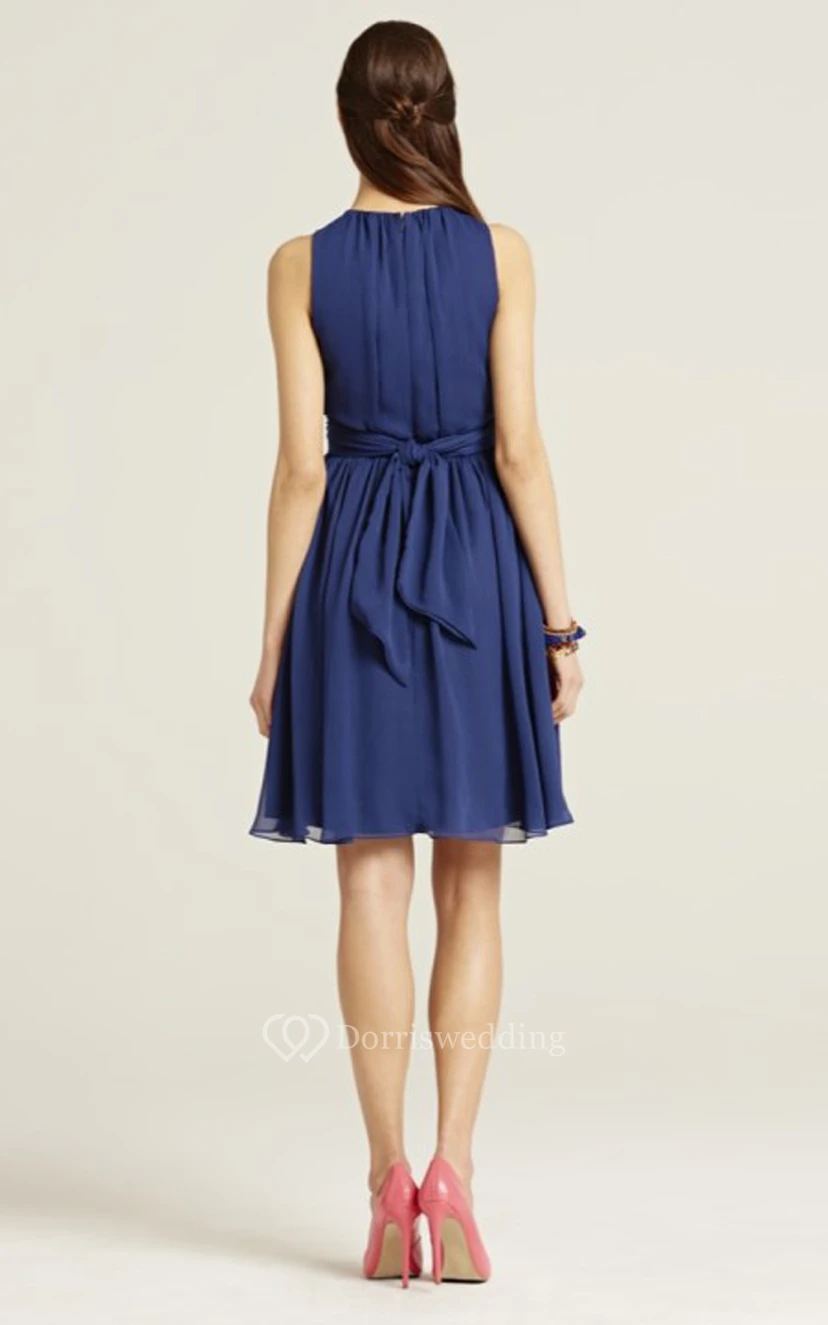 Sleeveless A-Line Short Dress With Jewel Neck view 11