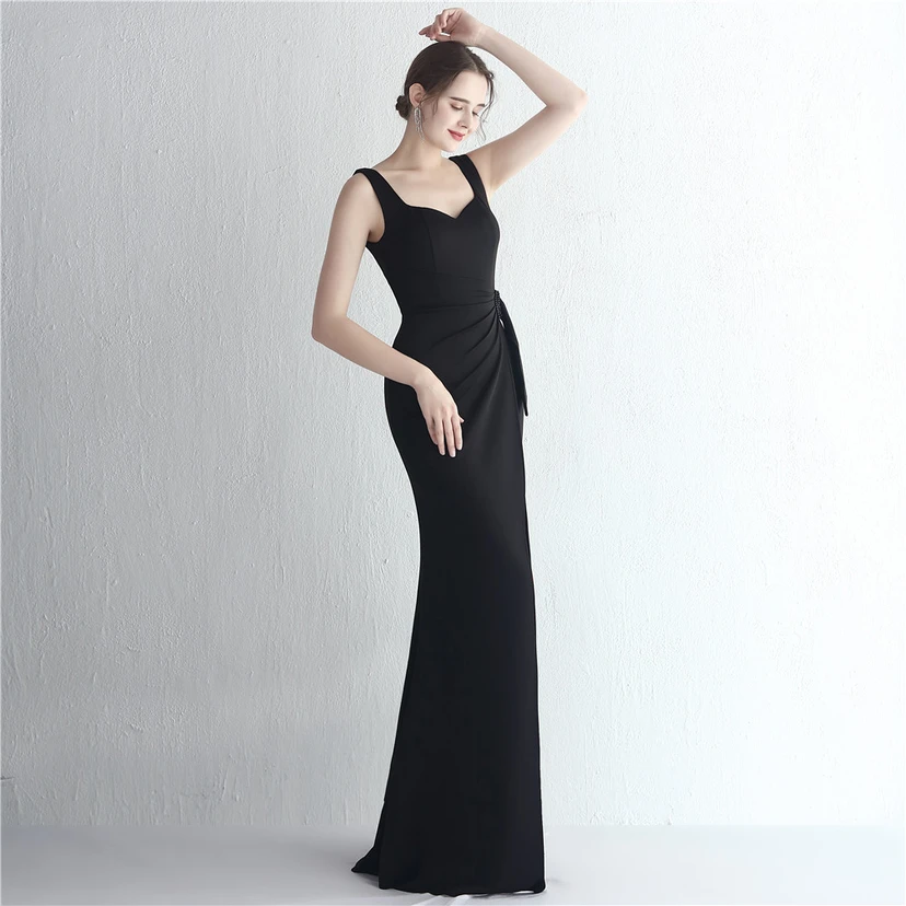Satin-Kleid mit Perlenbesatz, langem Schlitz, schmal geschnitten, Meerjungfrauenschnitt, für Promi-Dinner, Hochzeiten, Autoausstellungen, Modellbau view 13