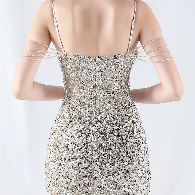 Velvet-Bottom Gradient Sequined Sexy Beaded Suspender Evening Dress view 66
