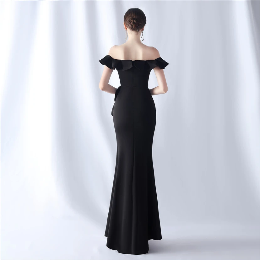 Exhibition Etiquette Bridesmaid Satin Sling Tube Top Evening Dress view 42