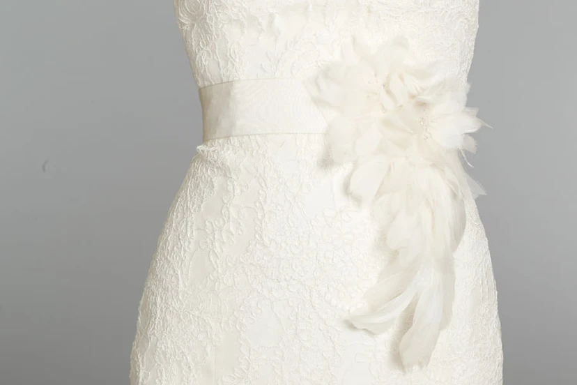 Glamouröses Organza-Rüschenkleid mit herzförmigem Ausschnitt und Spitzenoberteil view 4