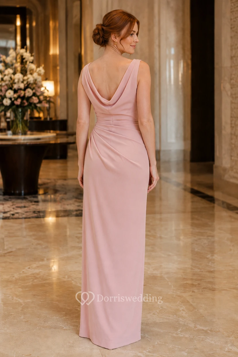 Abendkleid in Altrosa mit Wasserfallausschnitt view 2