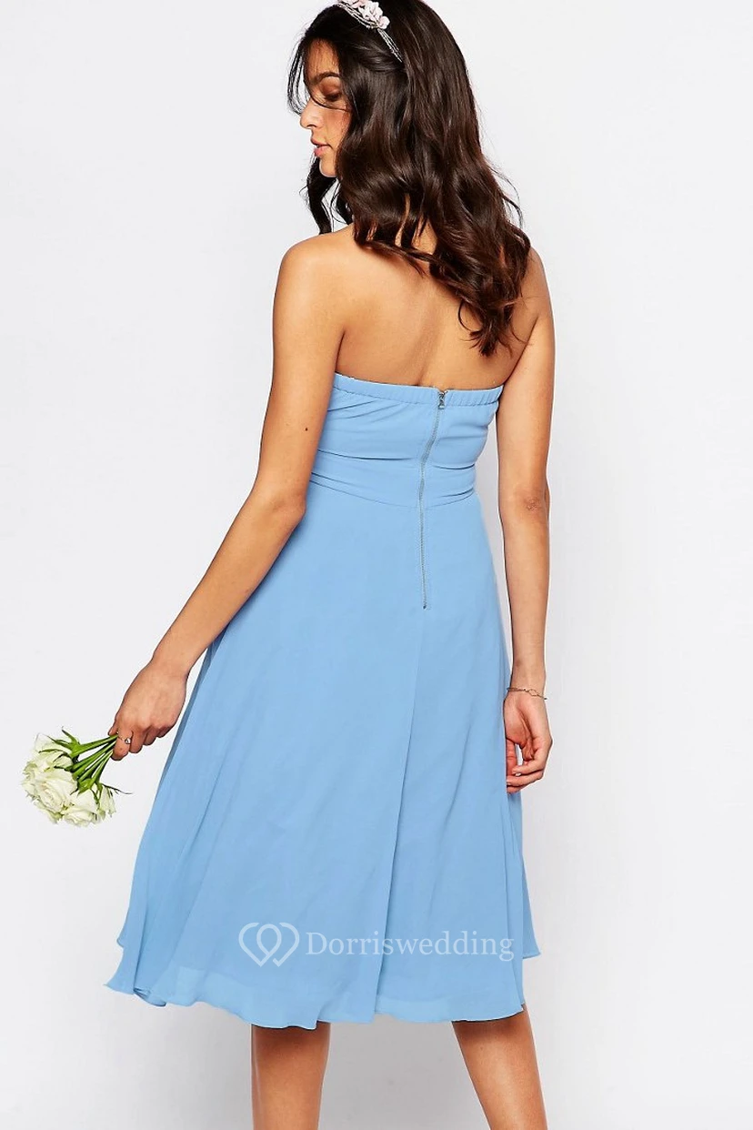 Sweetheart Knee-Length Chiffon Bridesmaid Dress With Ruching And Zipper view 2