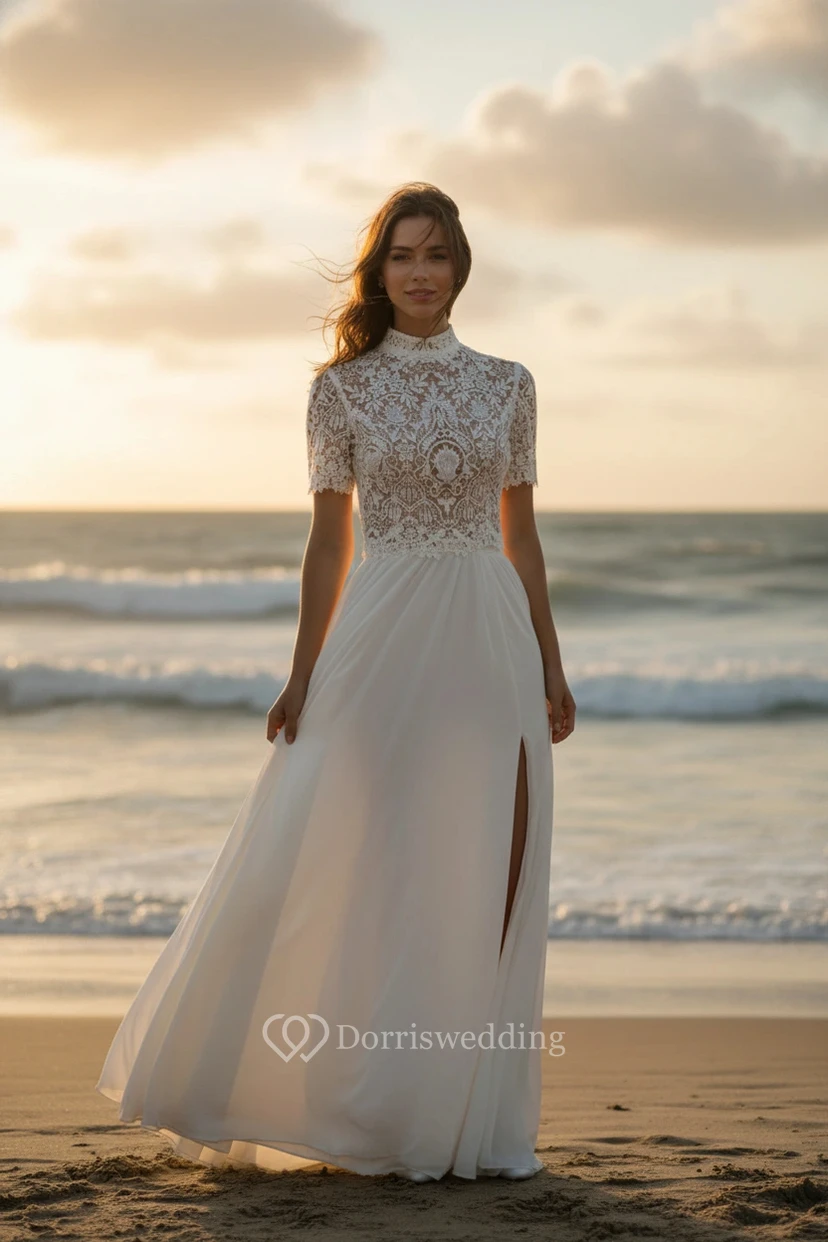 Modern Two-Piece Lace Wedding Set view 3